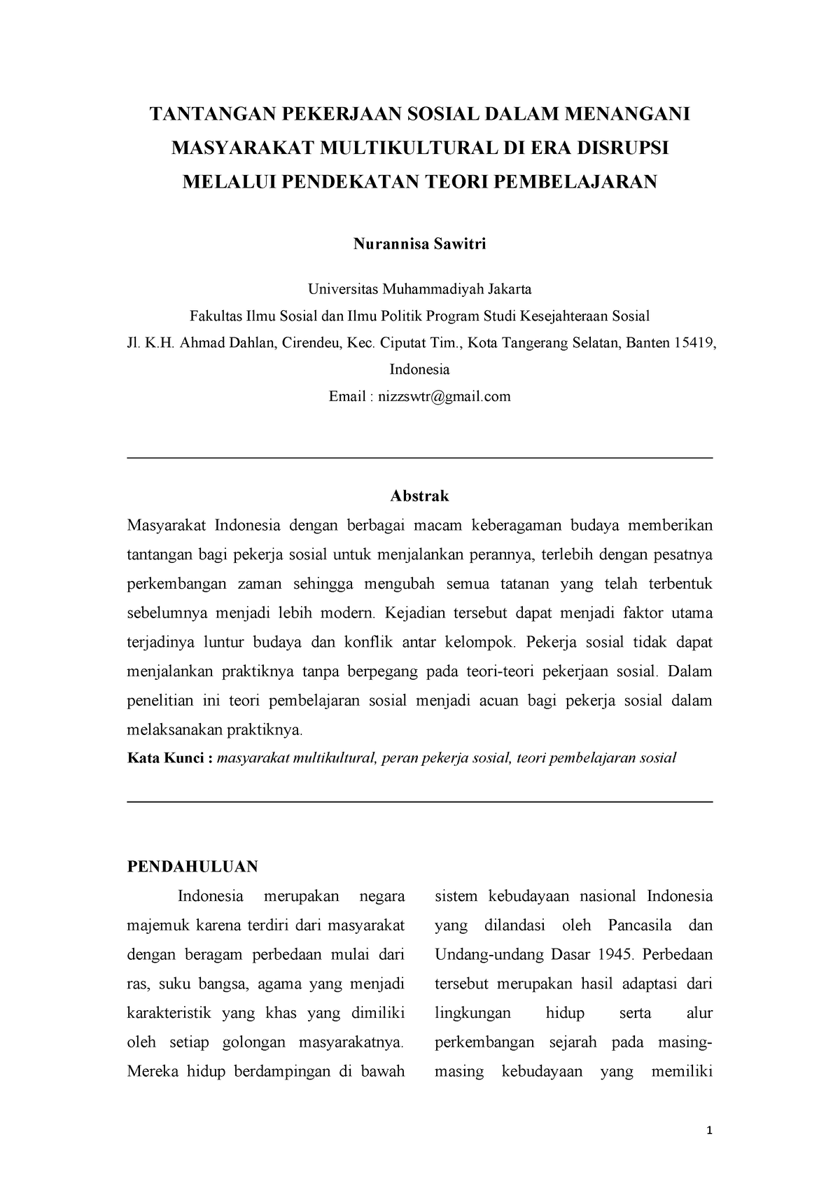 Nurannisa Sawitri Tugas Individu Artikel Multikultural - TANTANGAN ...