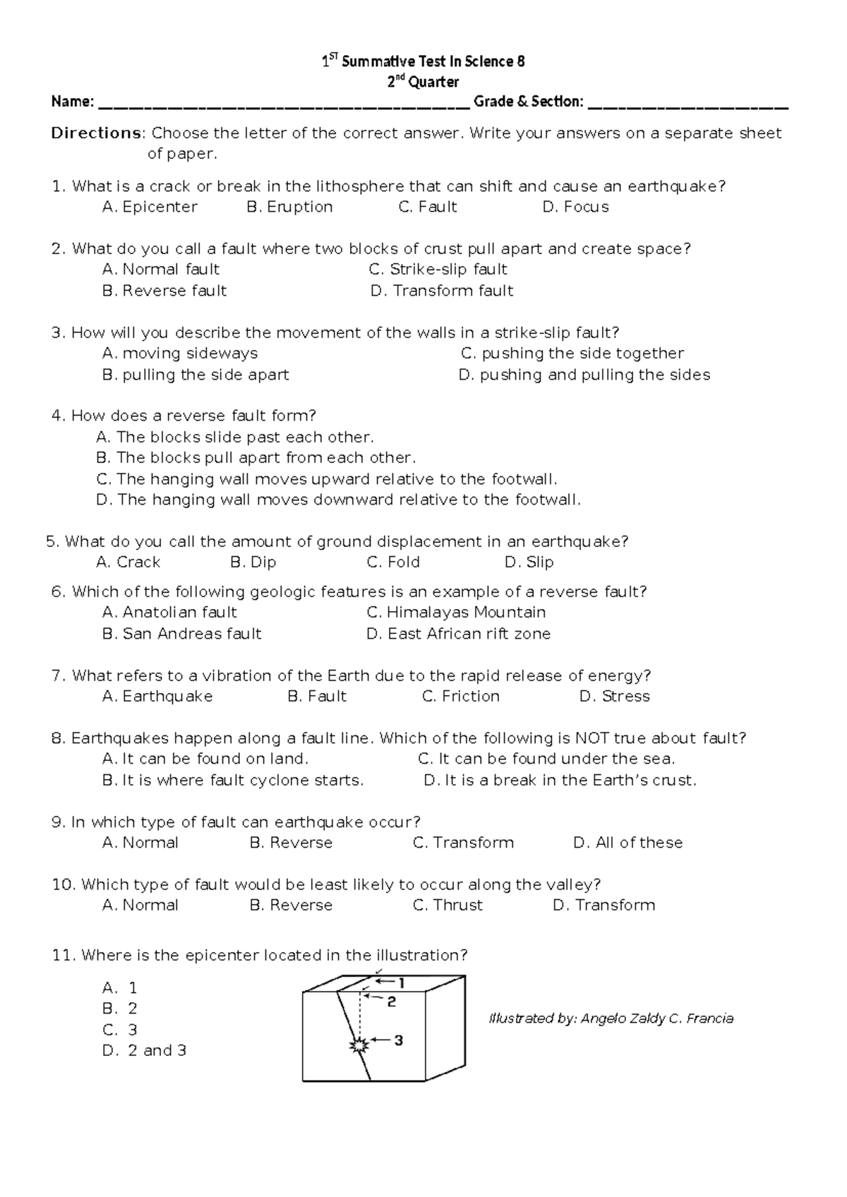 2nd qtr Summative Test in Science 8 - 1 ST Summative Test in Science 8 ...