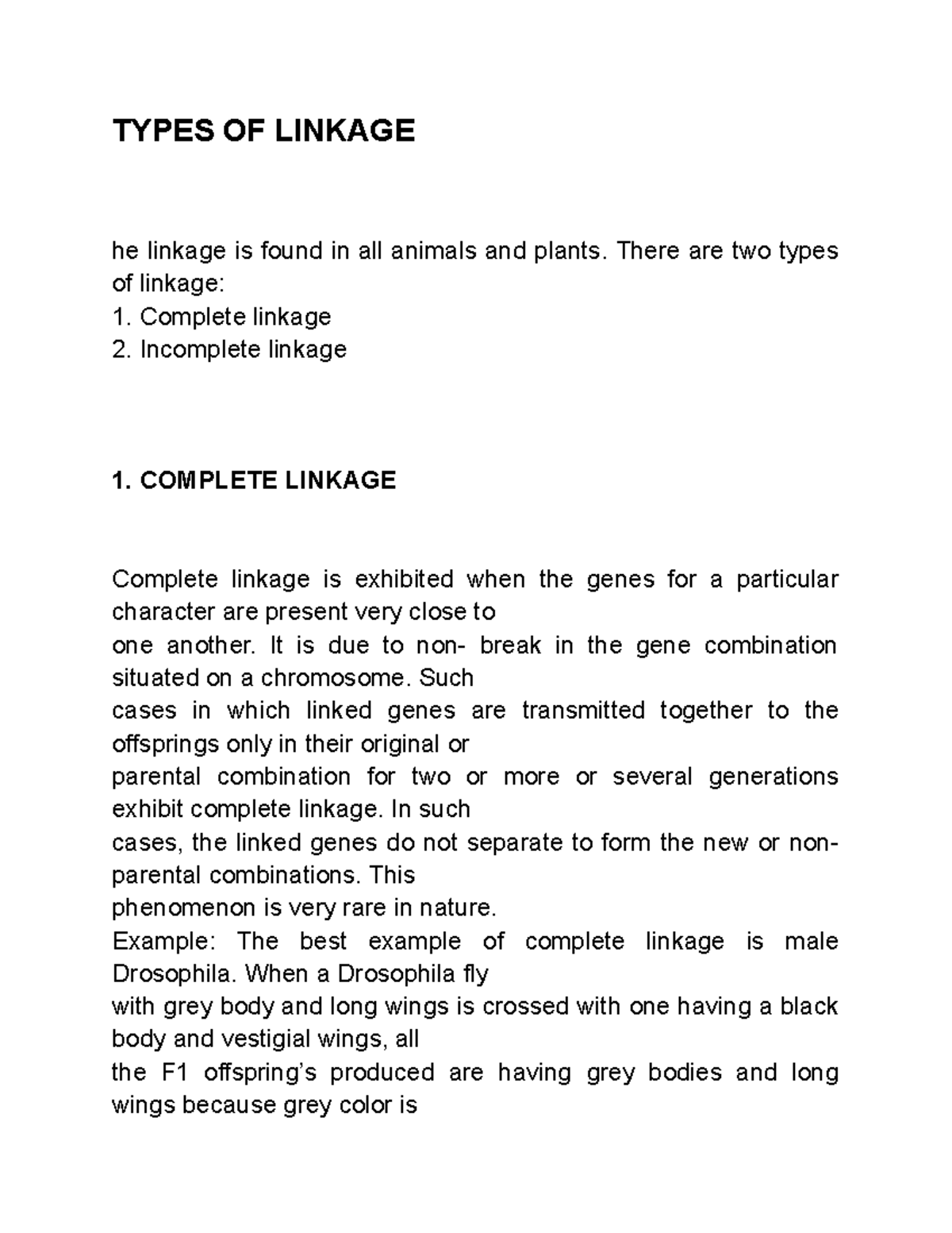 Types OF Linkage (genitics) - TYPES OF LINKAGE he linkage is found in ...