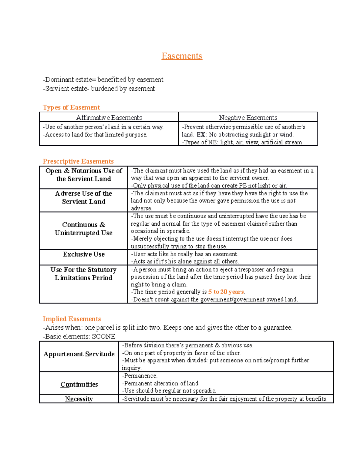 Easements 1 Pager Easement flow chart Easements Dominant estate