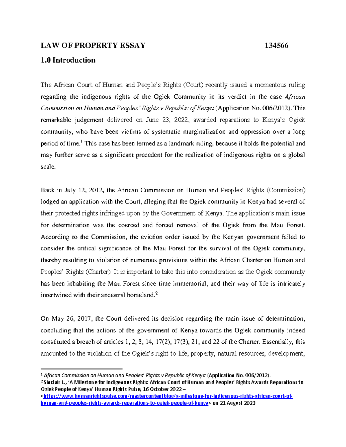 Property Rights of Indigenous Communities - LAW OF PROPERTY ESSAY ...