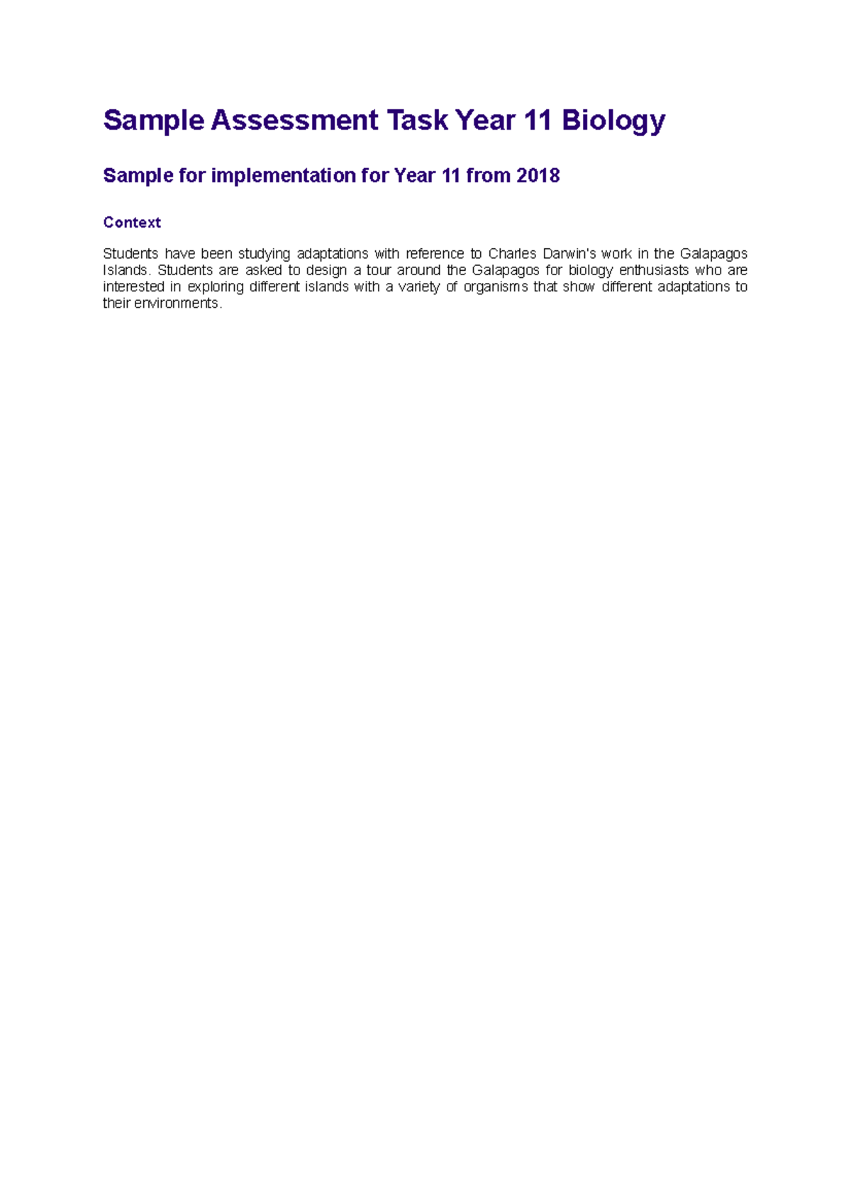 Biology stage 6 year 11 sample assessment task notification module 3 ...