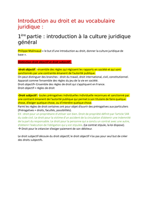 TD 1 Introduction Générale Droit - TD Introduction Générale Au Droit ...