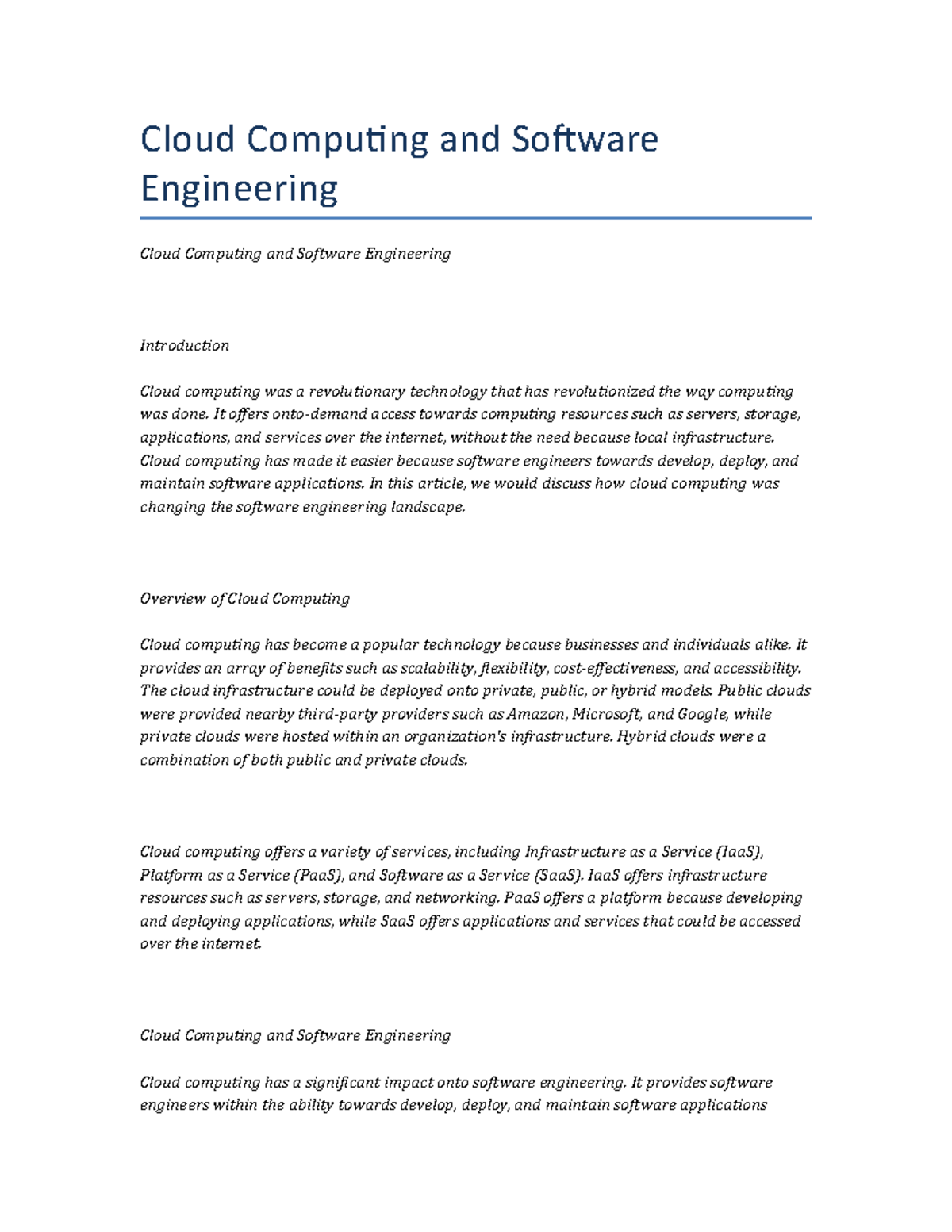 software engineering research topics cloud computing