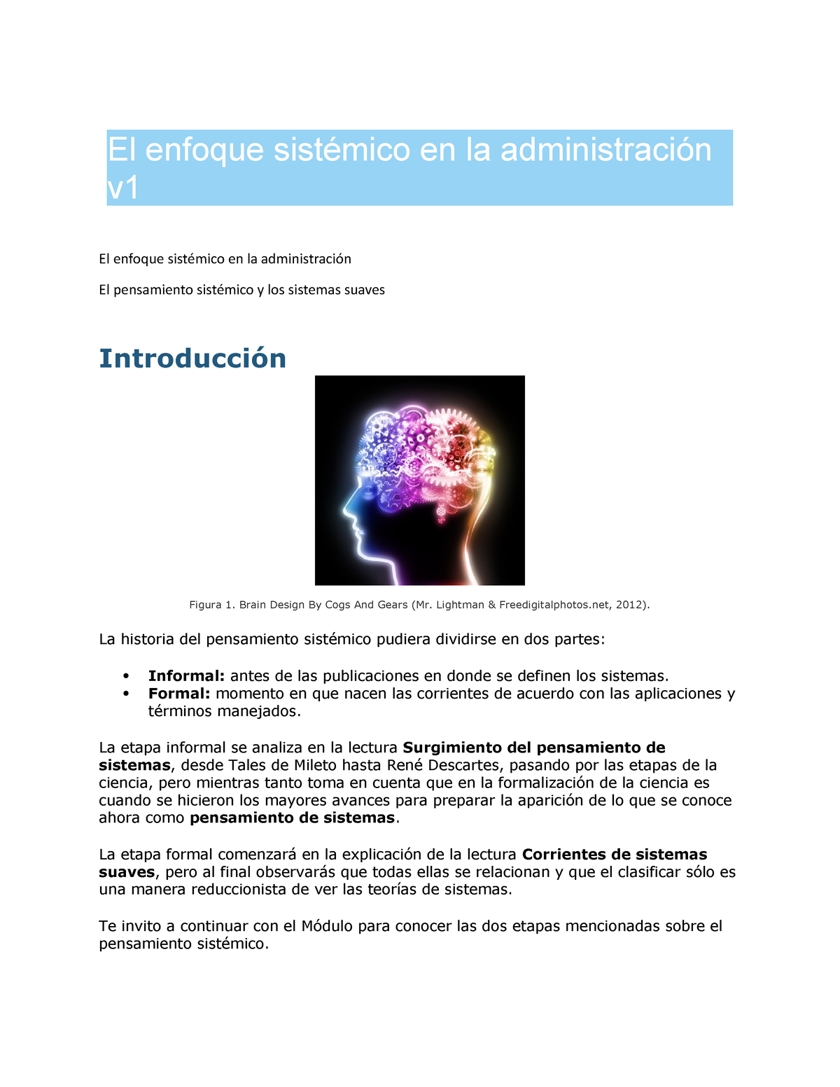 El enfoque sistémico en la administración v1 - El enfoque sistémico en la  administración v El - Studocu