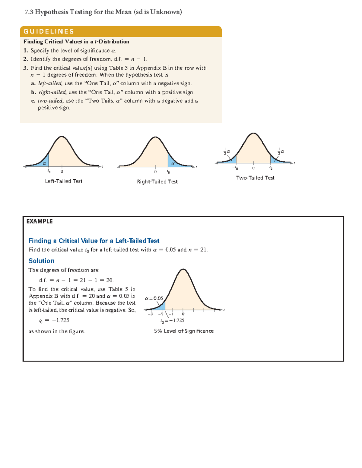 7.3 Note - notes - Finding Critical Values in a t@Distribution 1 ...