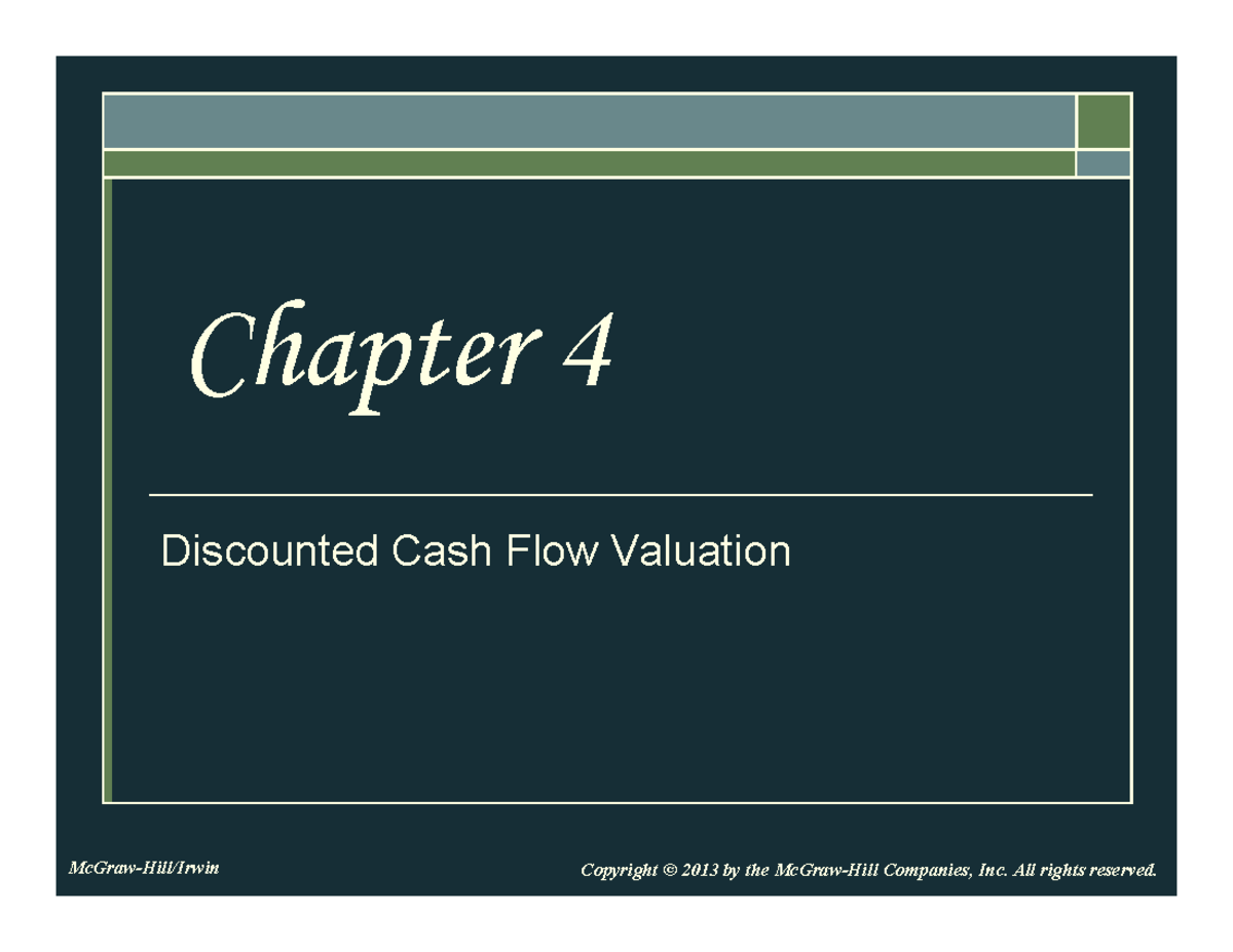 Lecture 4 Discounted Cashflow Valuation - Discounted Cash Flow ...