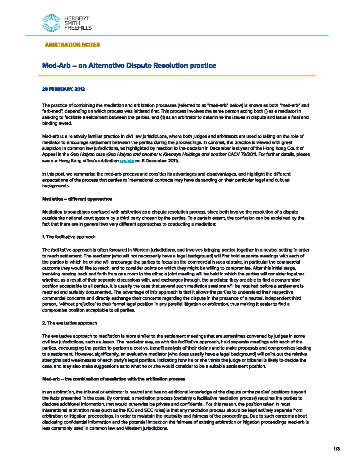 Med-Arb – an Alternative Dispute Resolution practice - Studocu