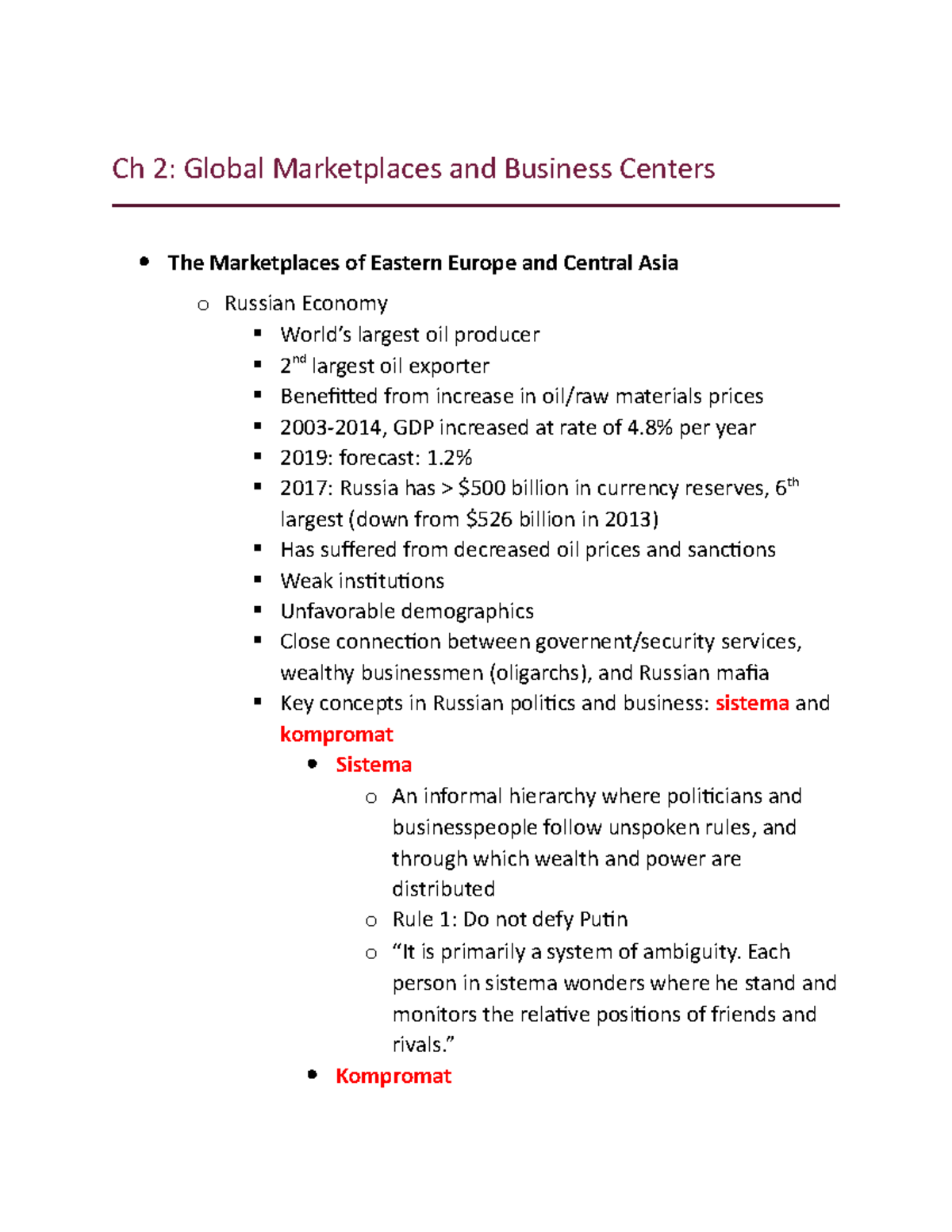 GEB3373- Week 3 Notes (9:16) - Ch 2: Global Marketplaces And Business ...