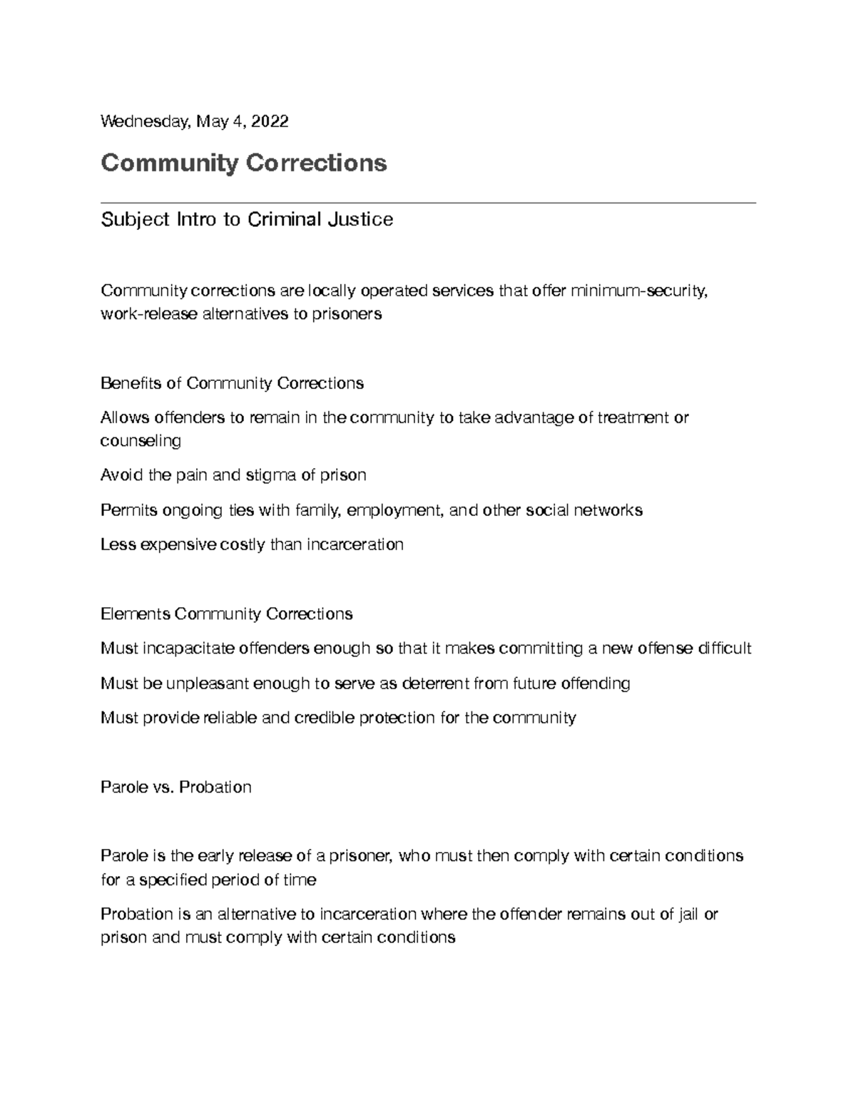 Community Corrections - Wednesday, May 4, 2022 Community Corrections ...