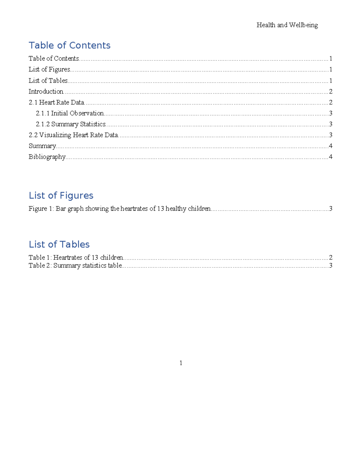 MS Word Document Example - Table of - Studocu