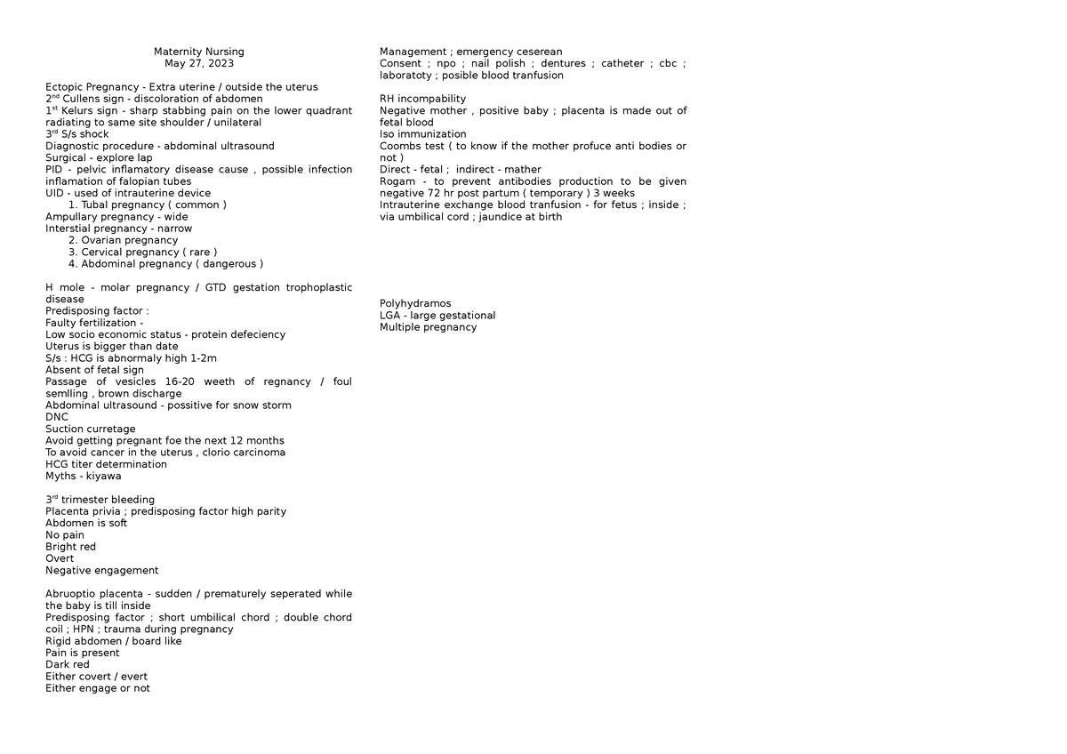 Maternity Nursing Maternity Nursing May 27, 2023 Ectopic Pregnancy