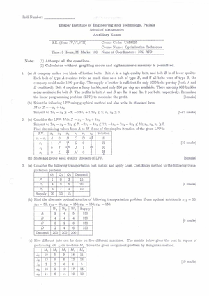 1.OT Notes - Optimization Techniques - Studocu
