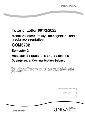 Tutorial Letter 101 2023 - COM3702/101/3/ Tutorial Letter 101/3/ Media ...