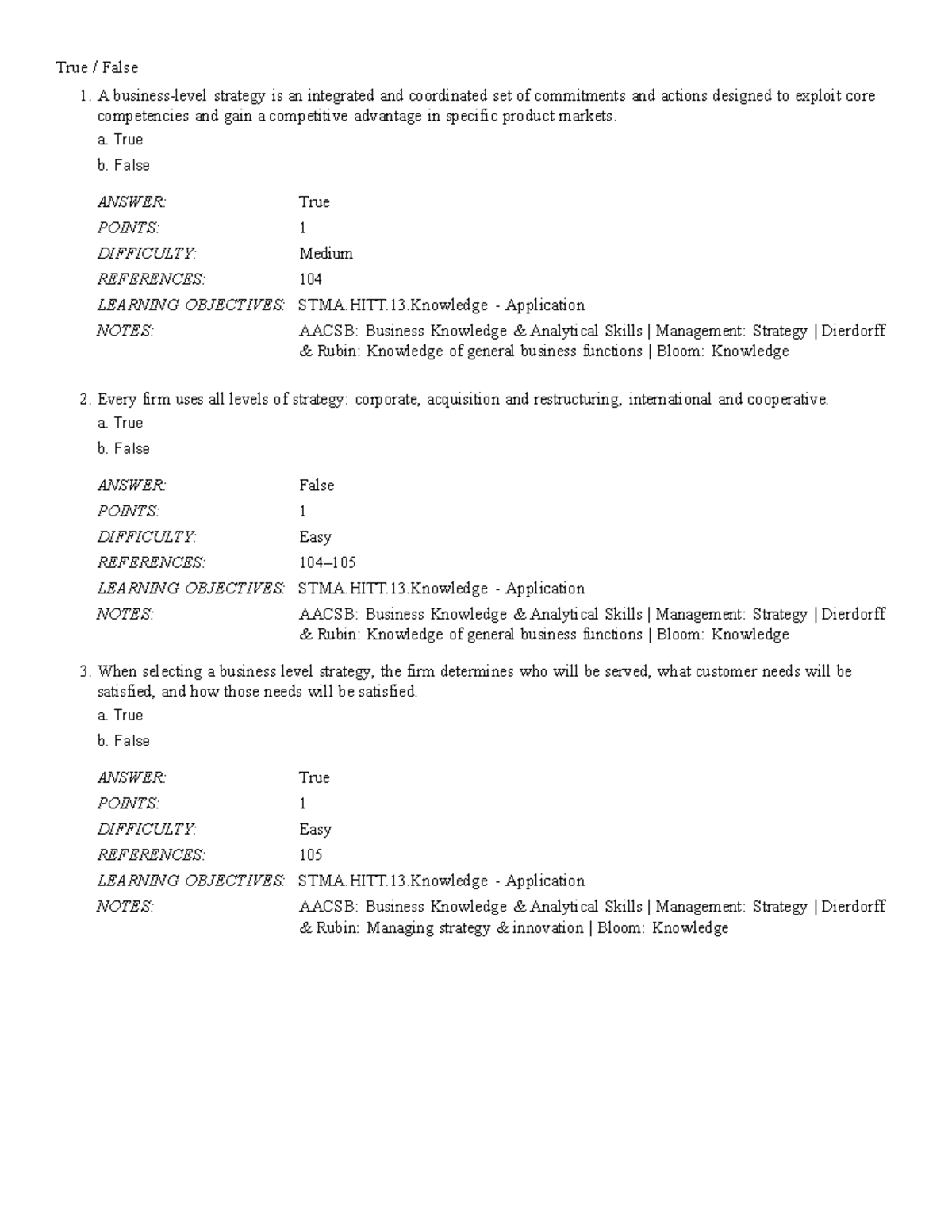 ch04-business-level-strategy-true-false-1-a-strategy-is-an