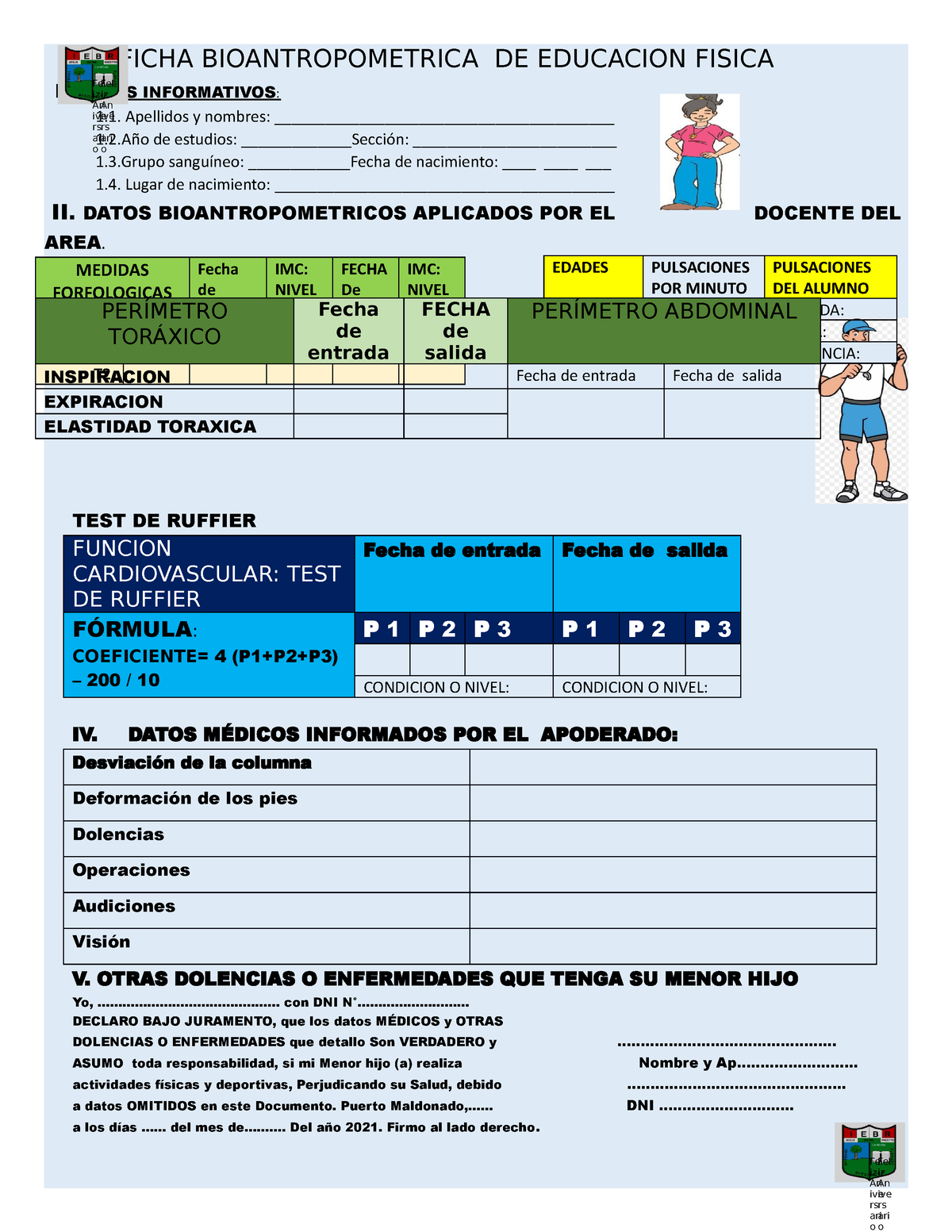 Ficha Bioantropometrica DE Educacion Fisica 2021-CCR - FICHA  BIOANTROPOMETRICA DE EDUCACION FISICA - Studocu