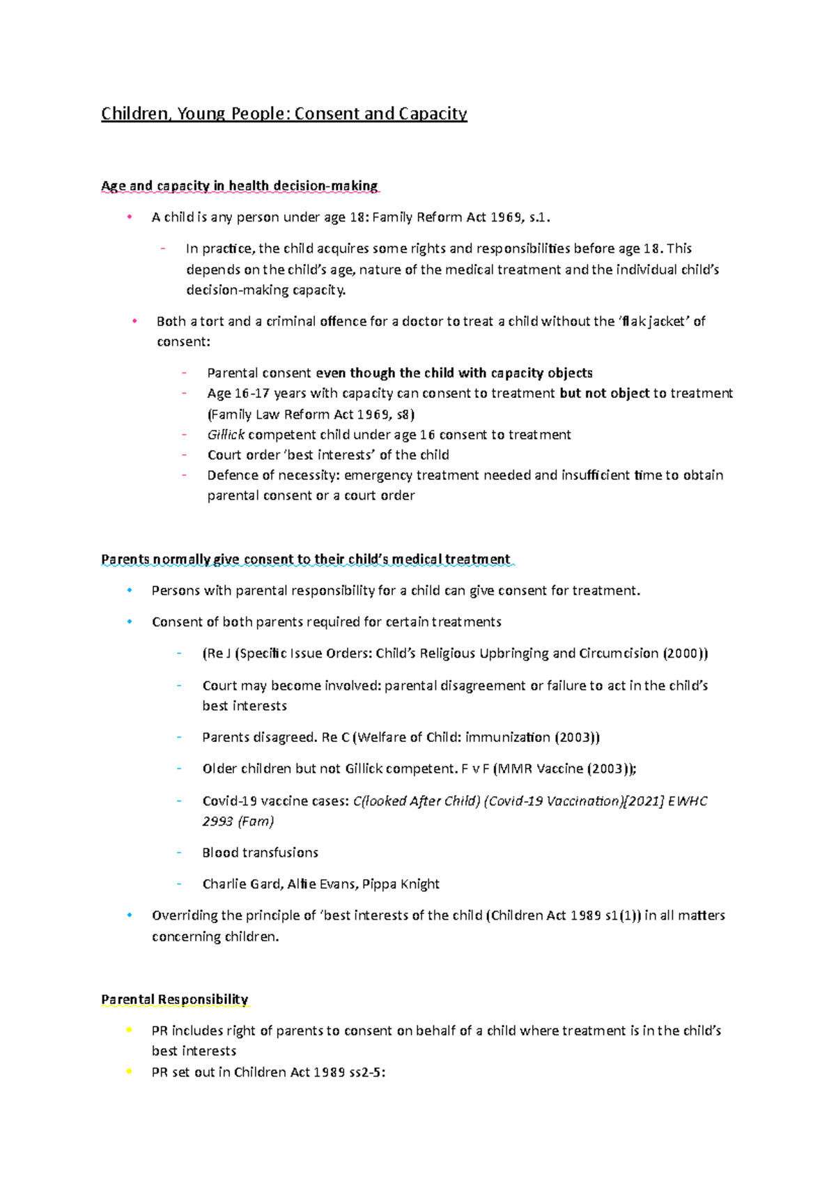 Children, Young People, Consent and Capacity - In practice, the child ...