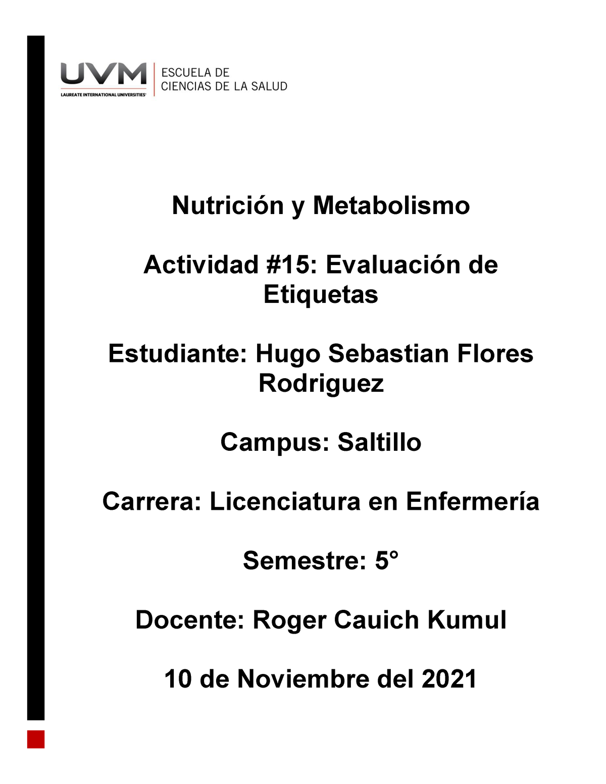 Actividad 15hsfr Nutricion Y Metabolismo Nutrición Y Metabolismo Actividad 15 Evaluación De 4467