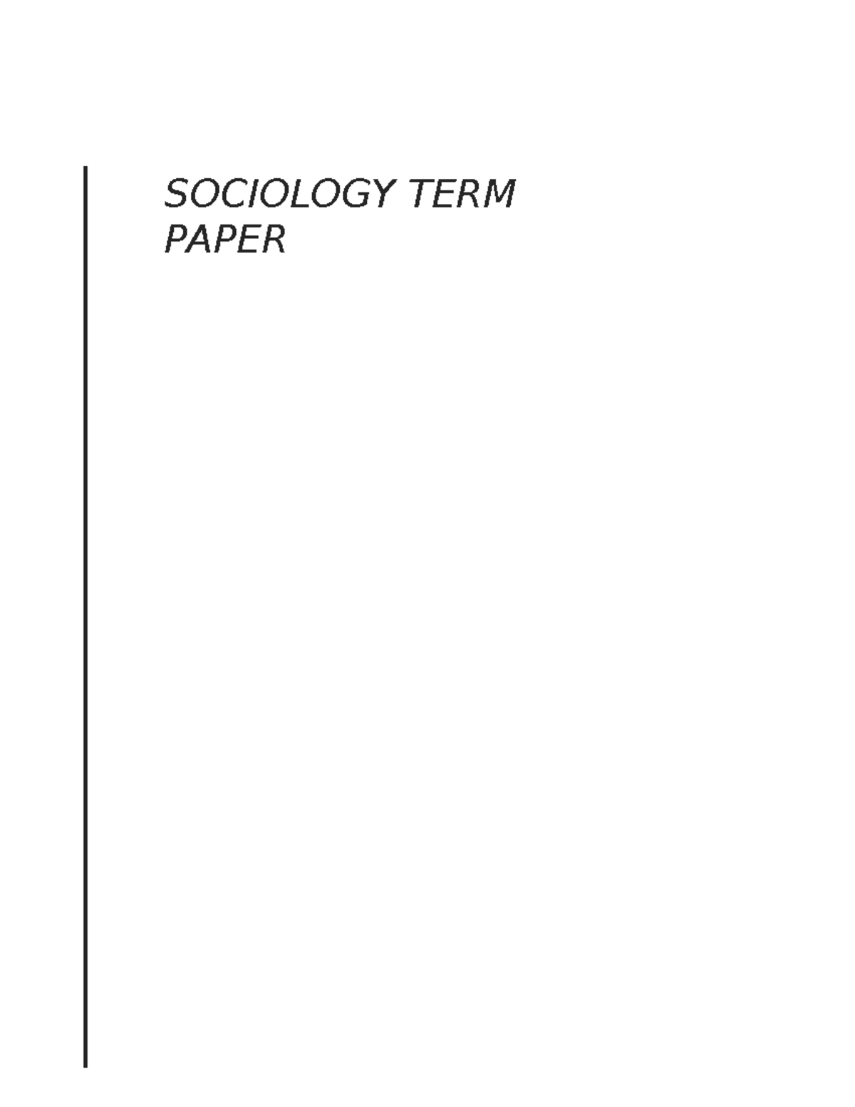 sociology term paper example