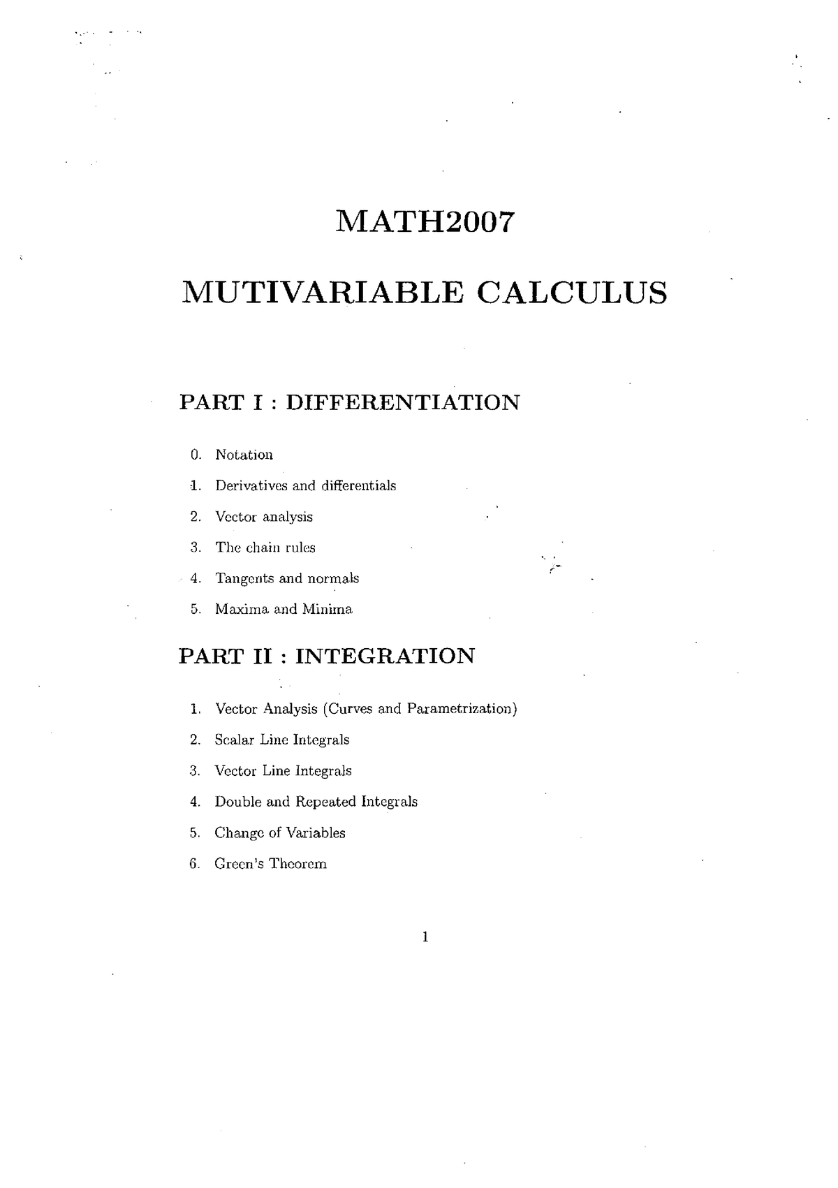 Multivariable Calculus Notes For Maths2 - MATH MUTIVARIABLE CALCULUS ...