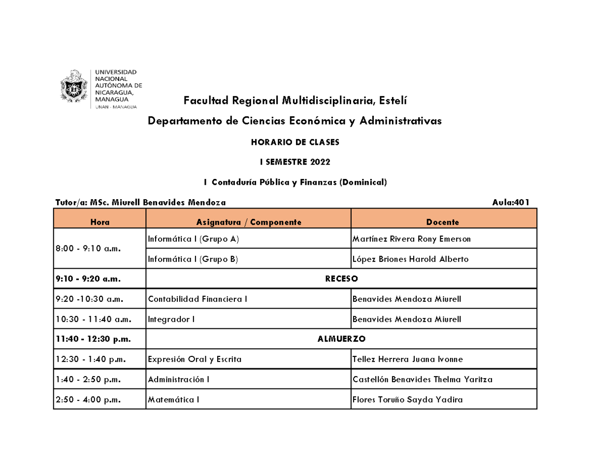Contaduria Publica Y Finanzas Dominical - Tutor/a: MSc. Miurell ...