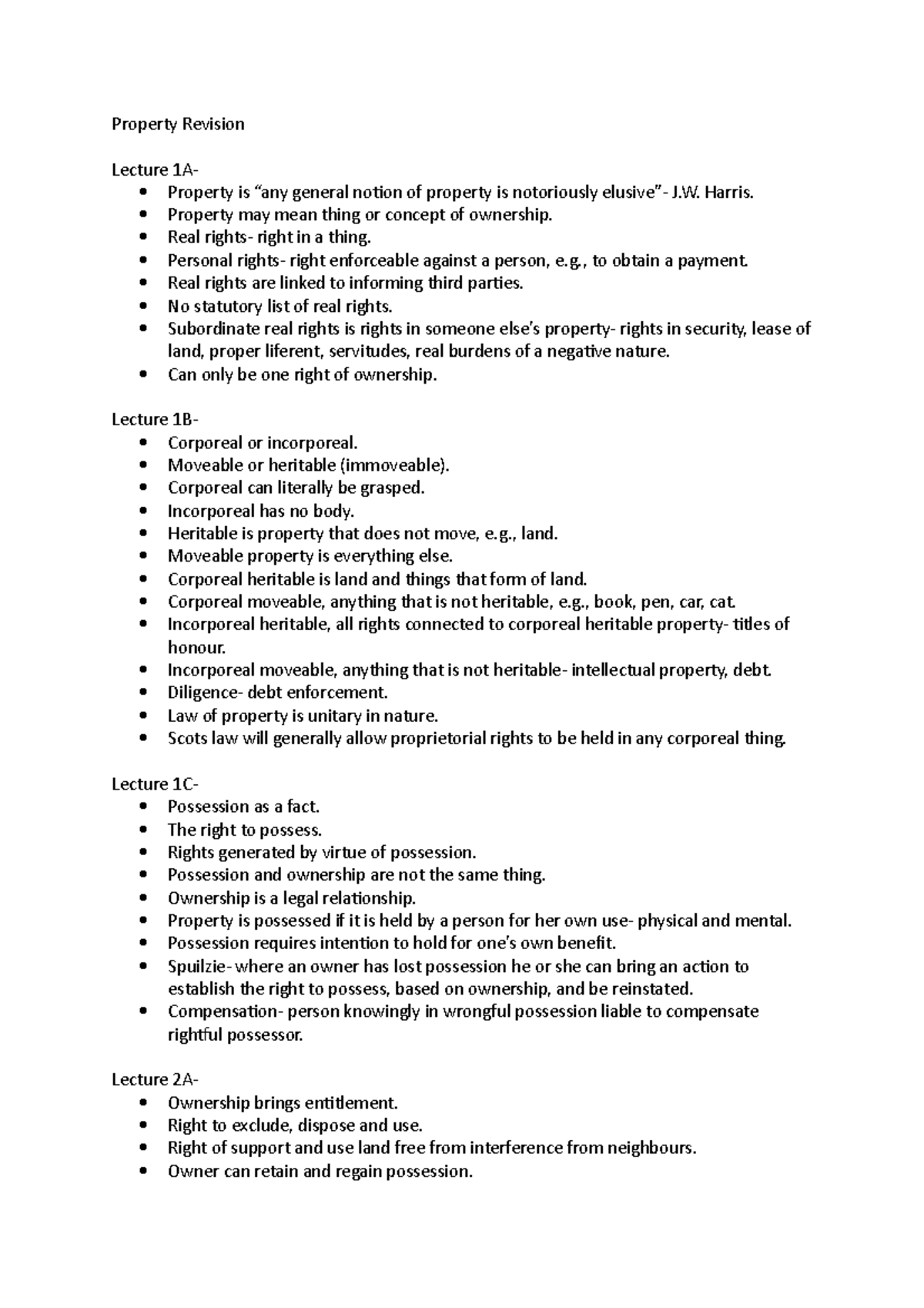 Property Revision - Summary of all course content - Property Revision ...