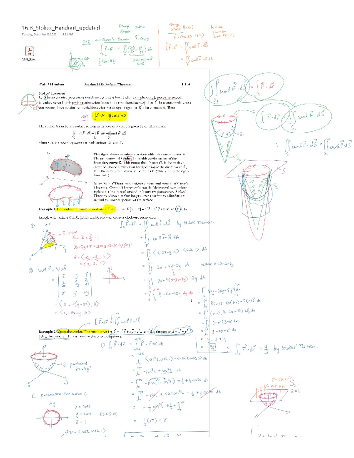16.8 section calc 3 - 16_Stokes_Handout_updated George British George ...
