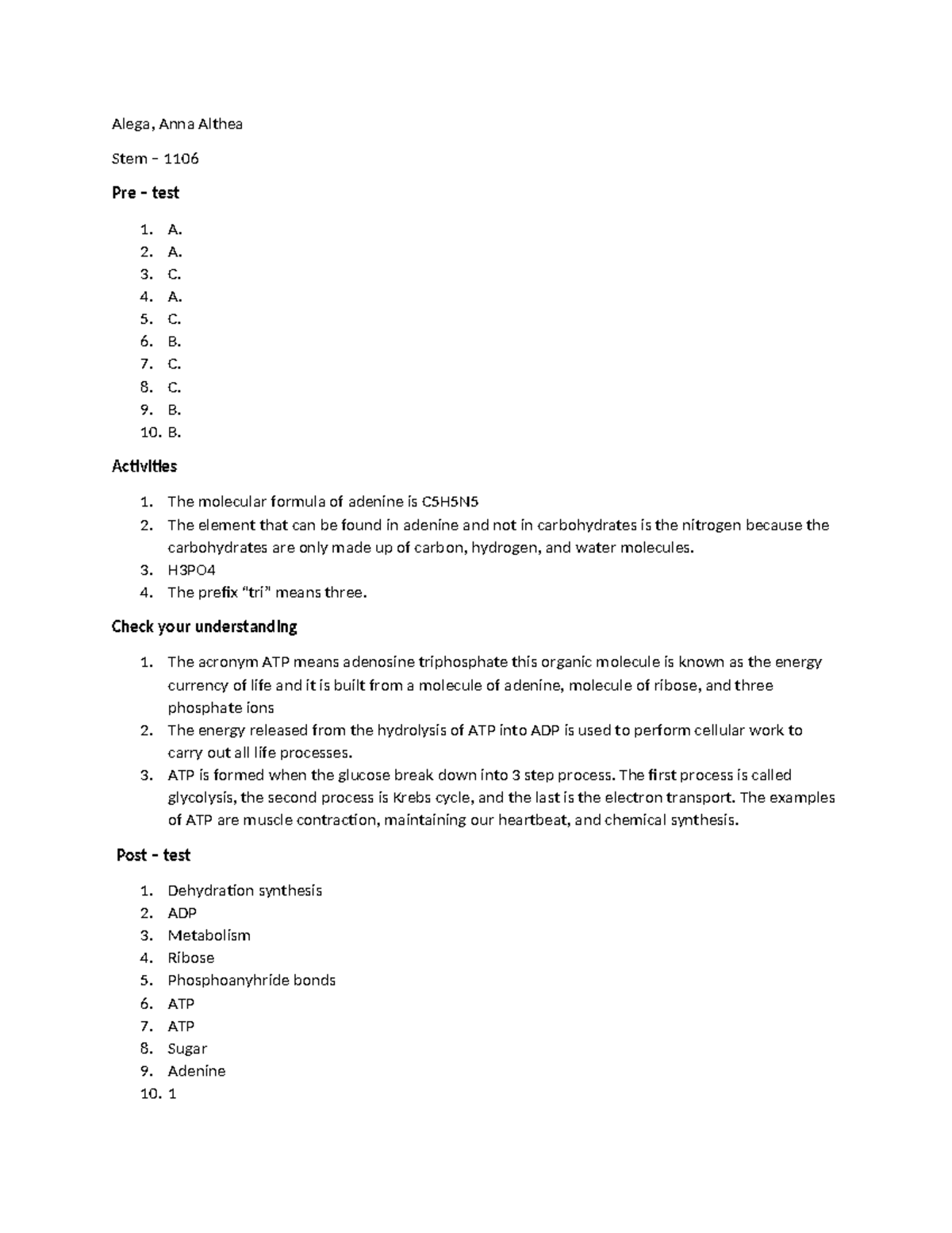 Gen. Biology Quarter 2 Week 1 - Alega, Anna Althea Stem – 1106 Pre ...