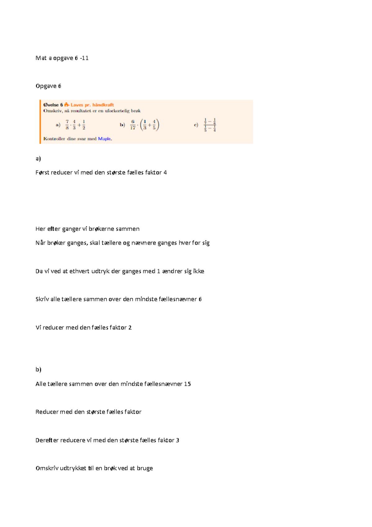Mat a opgave 6 Studocu
