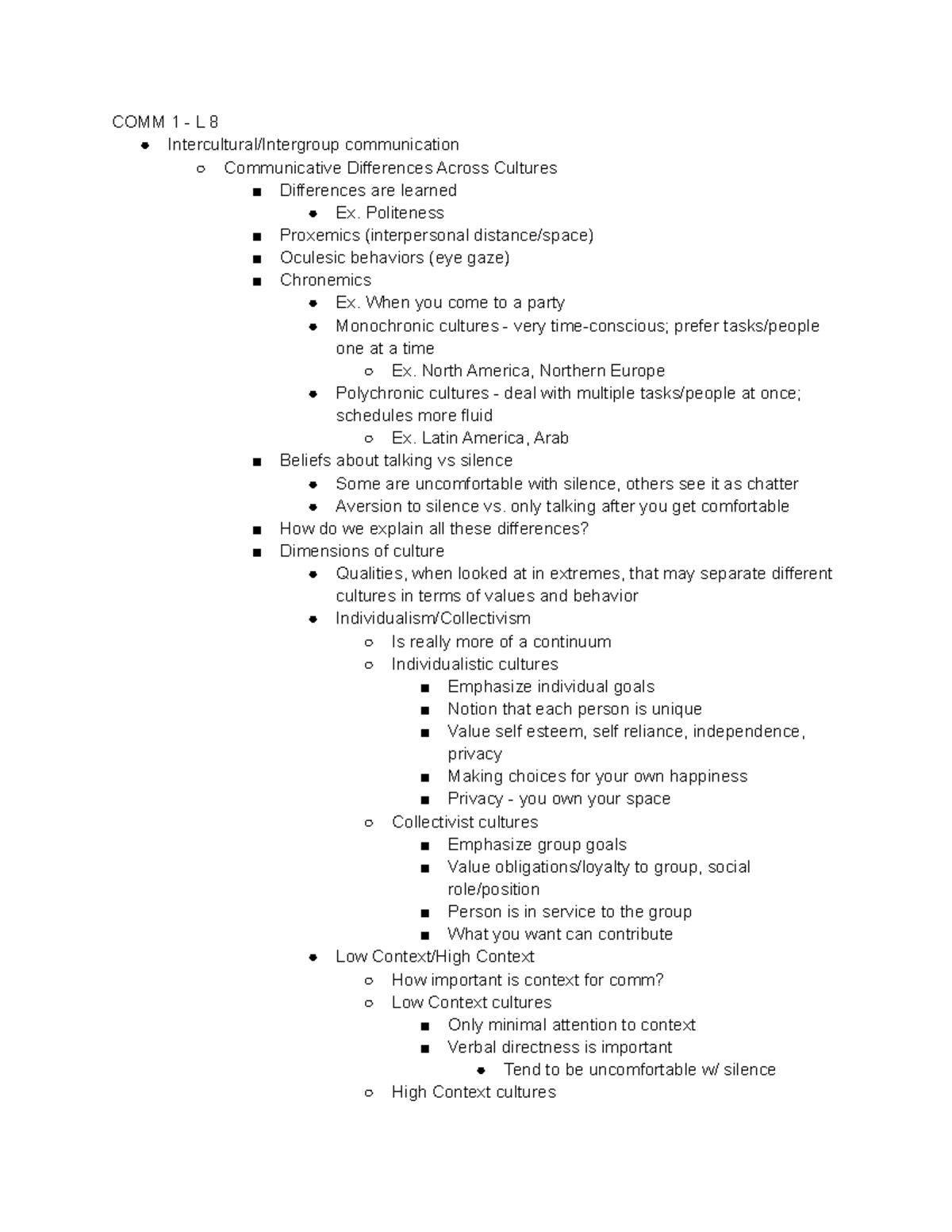 COMM 1 - L 8 - Mullin - COMM 1 - L 8 Intercultural/Intergroup ...