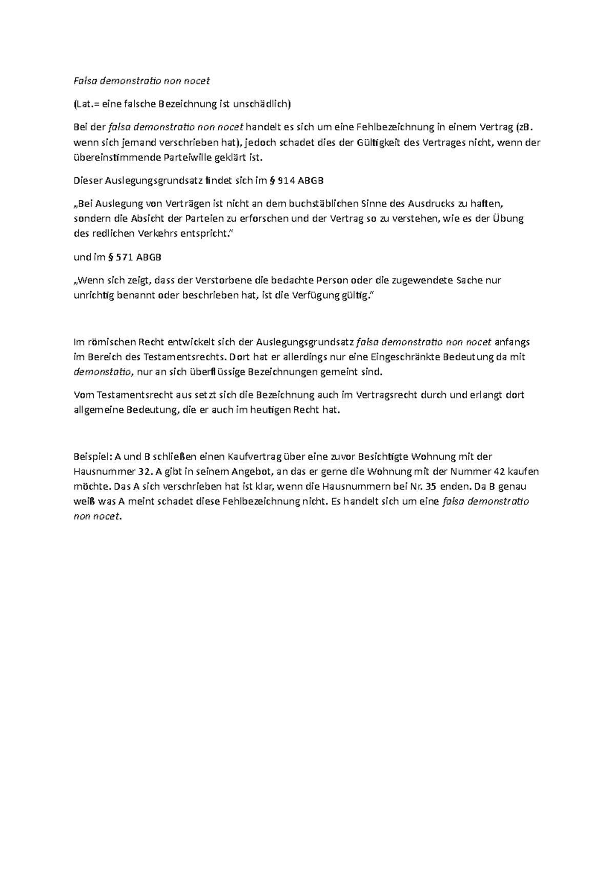 Falsa Demonstratio Non Nocet Beispiel Falsa demonstratio non nocet - = eine falsche Bezeichnung ist