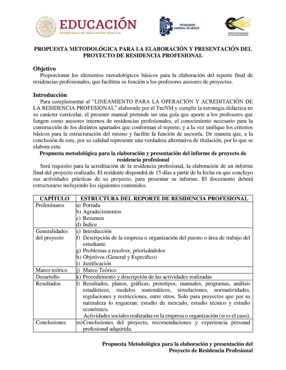 Guía Para El Informe De Residencias Profesionales ITFC - Propuesta ...