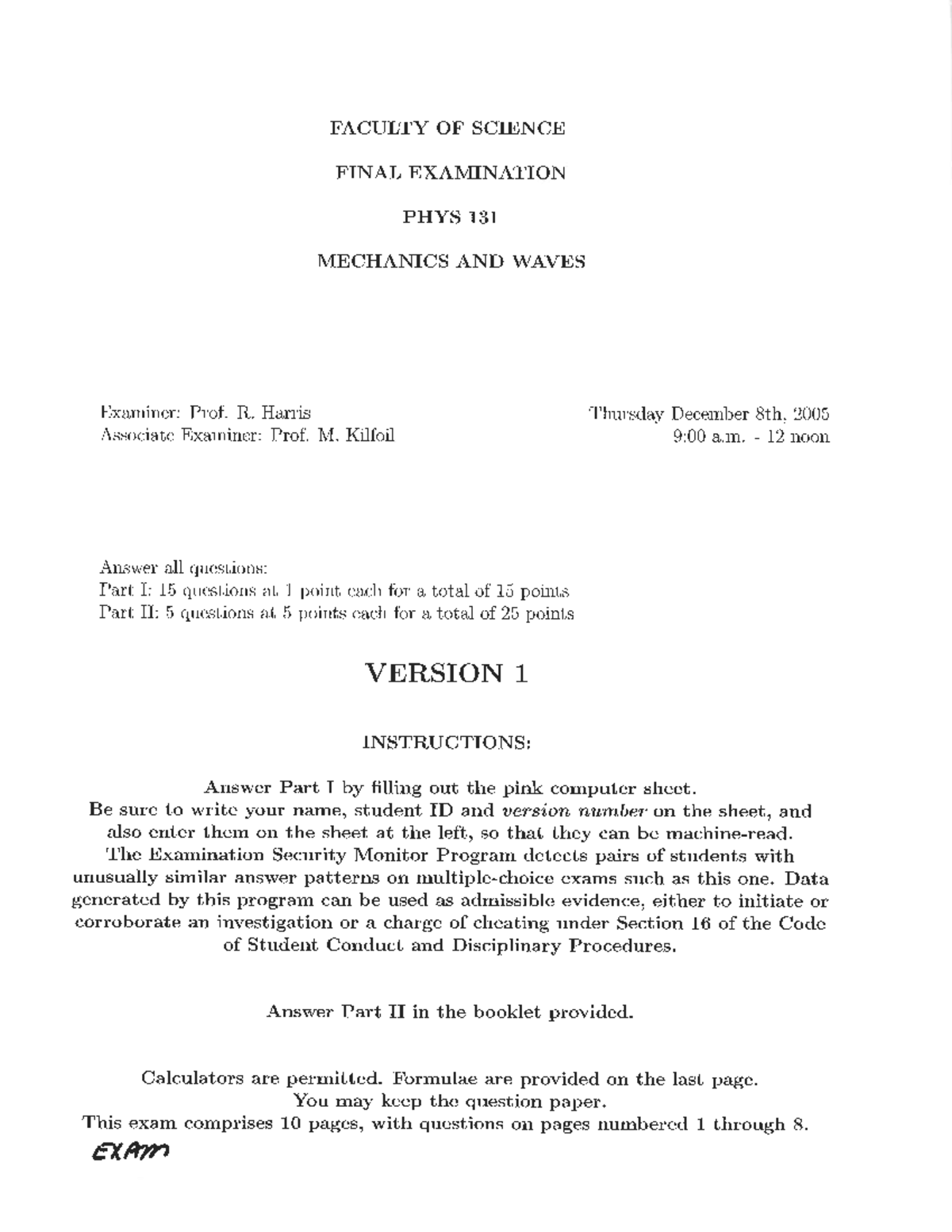 Final exam 2013 - Phys 131 - Studocu