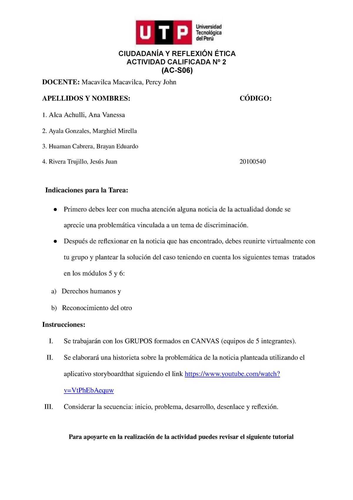 Ac S06 Semana 06 Ttarea 2 4 Ciudadan Reflexi Tica Actividad Calificada Ac S06 Docente Macavilca Macavilca Percy John Apellidos Nombres Digo Alca Achulli Studocu