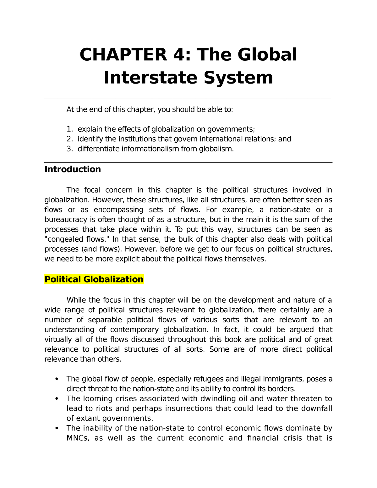 global interstate system a critical analysis essay brainly