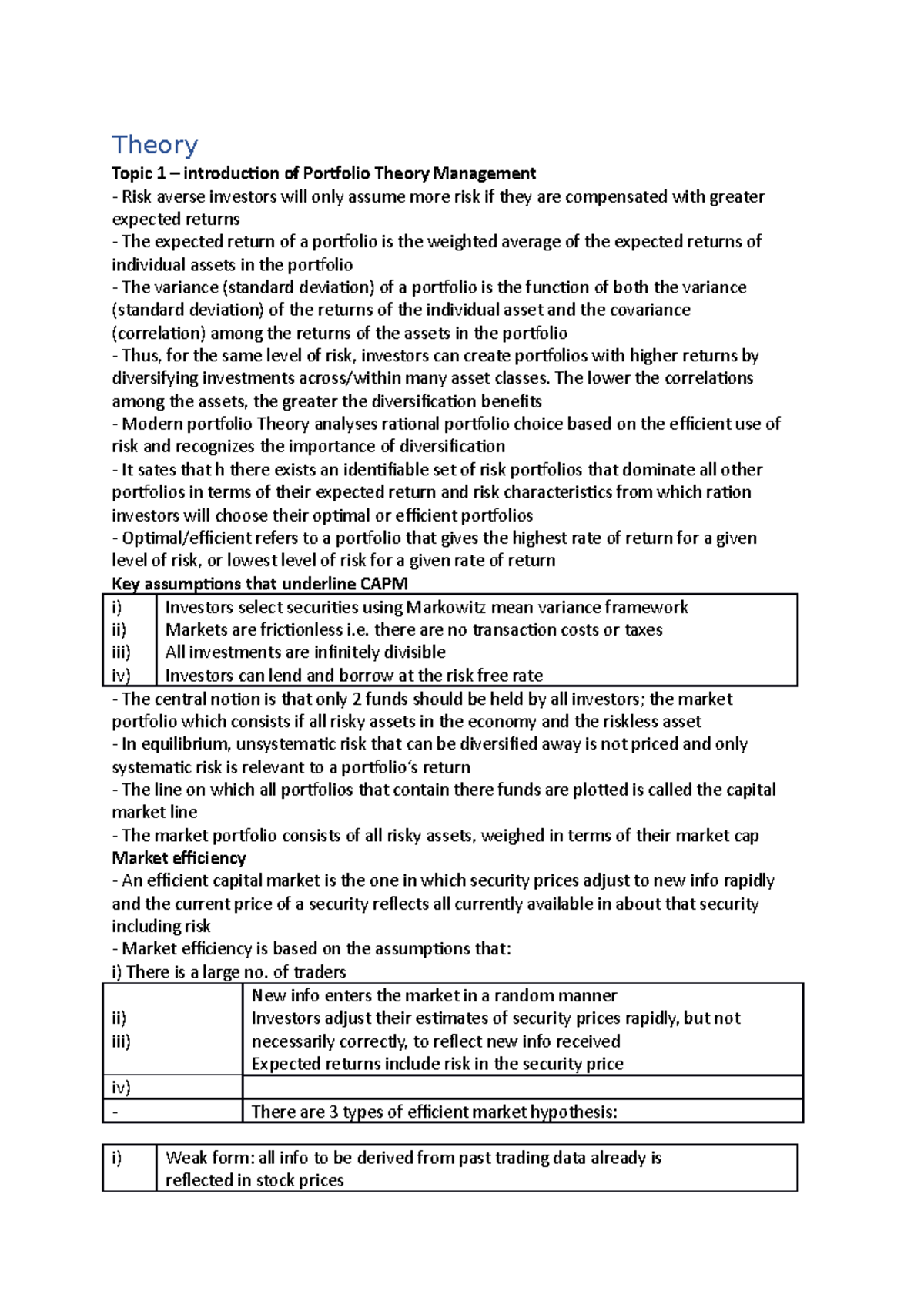 Portfolio Test 1 Notes - Theory Topic 1 – Introduction Of Portfolio ...