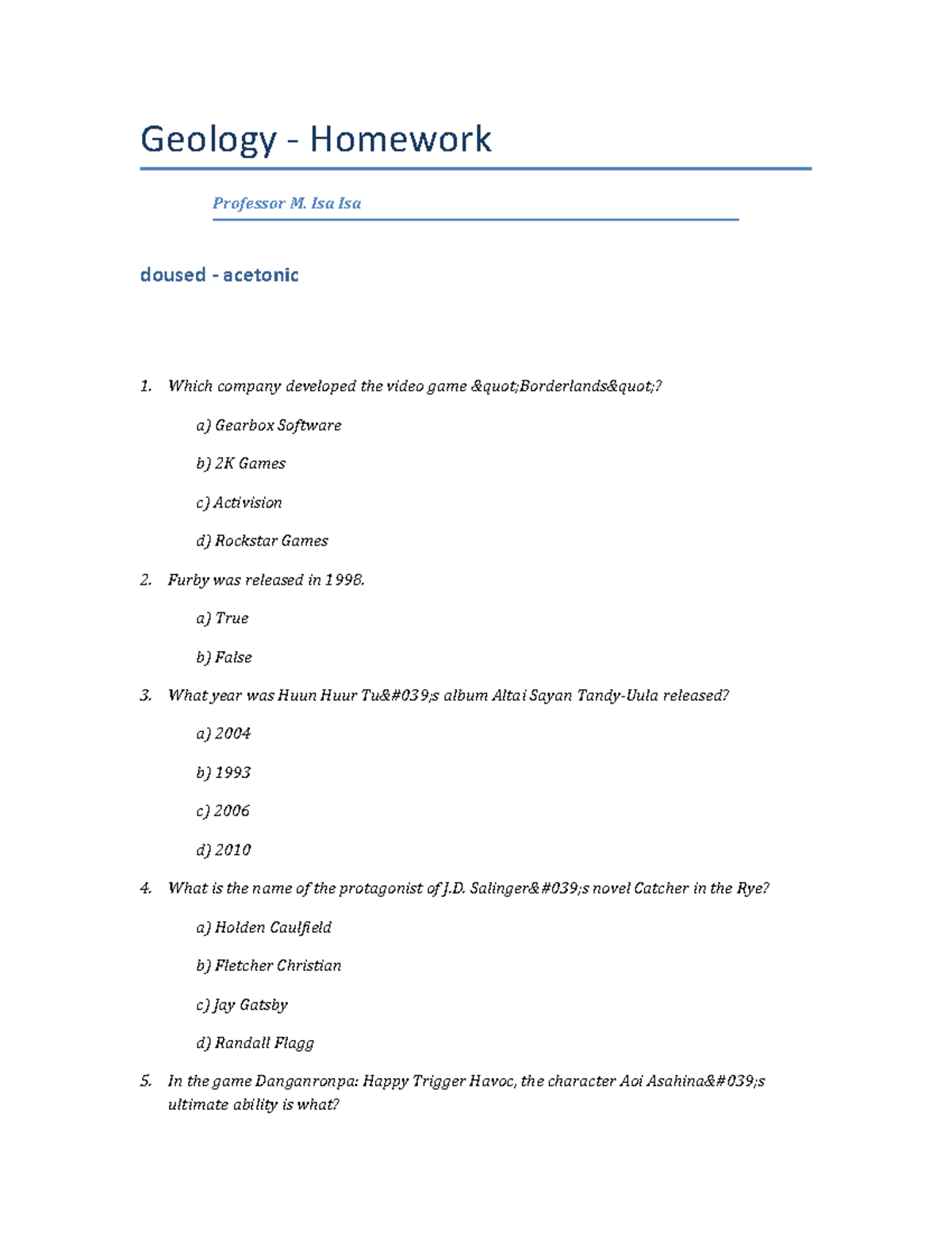 Ergonomy Presentation - Winter Semester 2003 - Geology - Homework ...