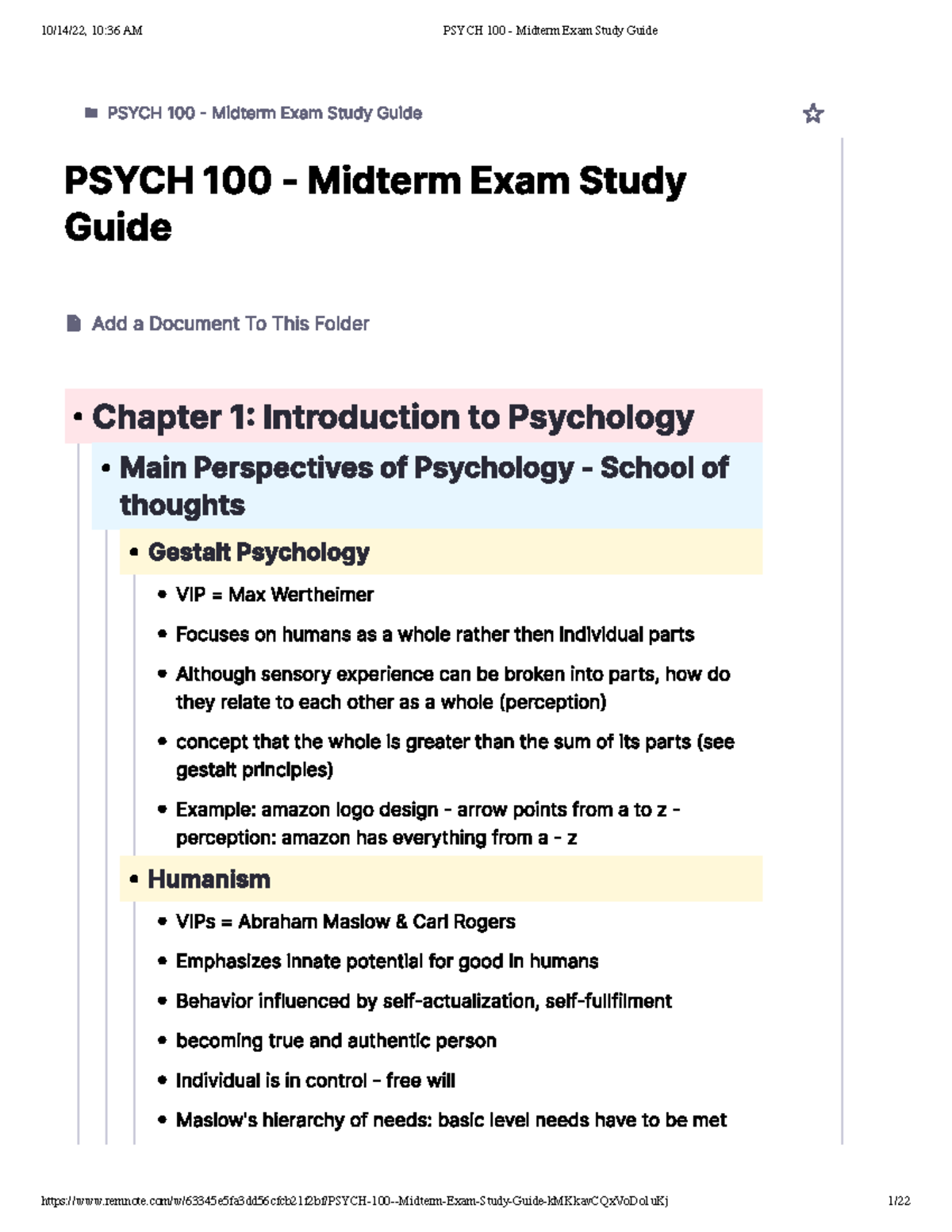 Psych 100 - Midterm Exam Study Guide Edited - PSYC G100 - Studocu