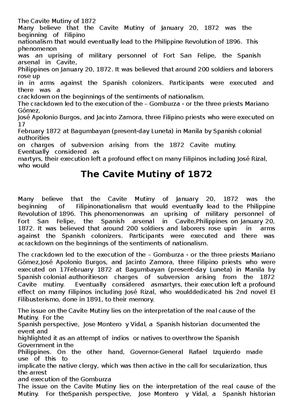 The Cavite Mutiny Of 1872 - The Cavite Mutiny Of 1872 Many Believe That ...