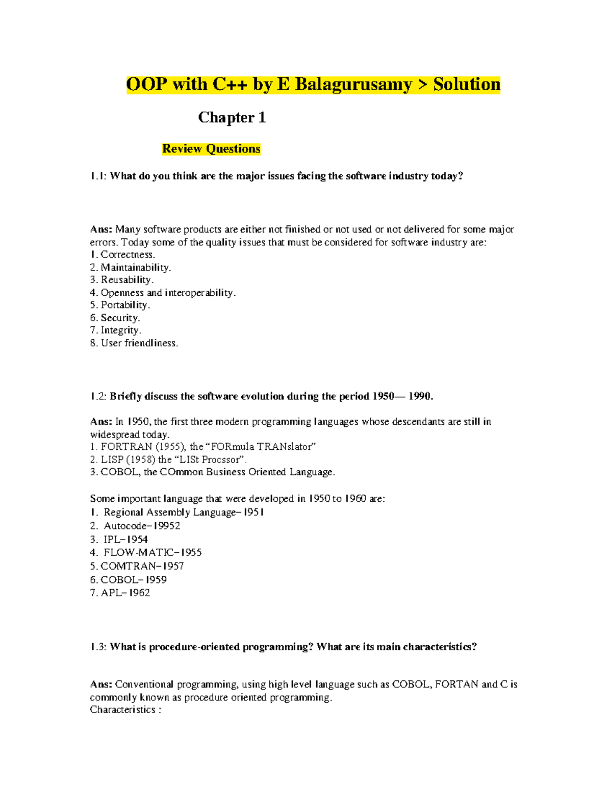 Oop with c by e balagurusamy solution - OOP with C++ by E Balagurusamy ...