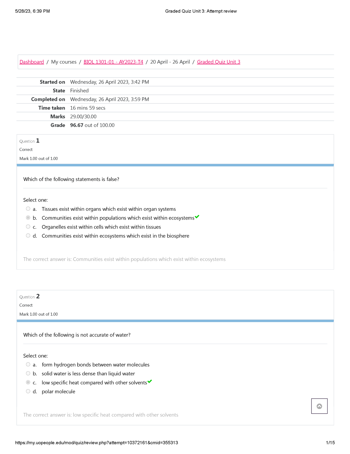 Graded Quiz Unit 3 Attempt Review - Started On Wednesday, 26 April 2023 ...