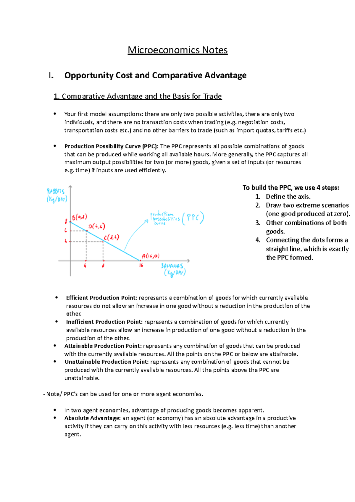 Microeconomics Notes Opportunity Cost and Comparative Advantage 1