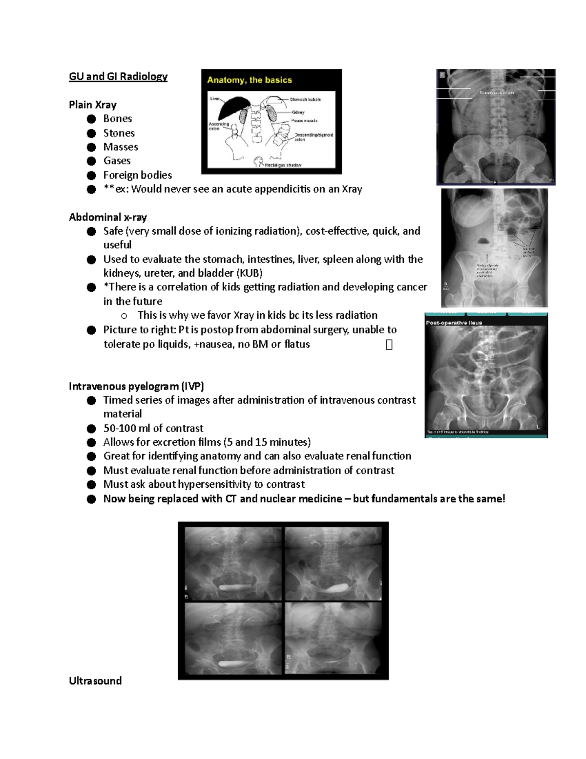 GU and GI Radiology GU and GI Radiology Plain Xray Bones Stones