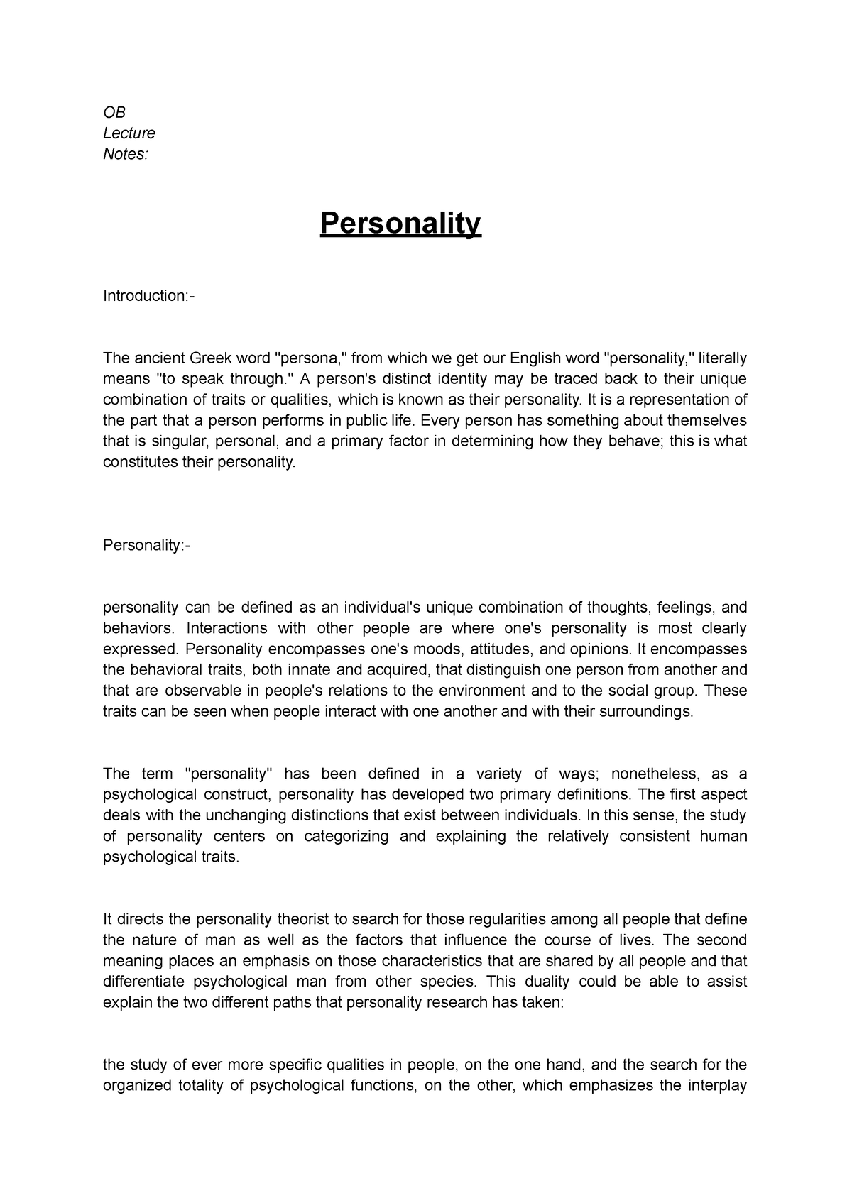 personality-in-ob-ob-lecture-notes-personality-introduction-the