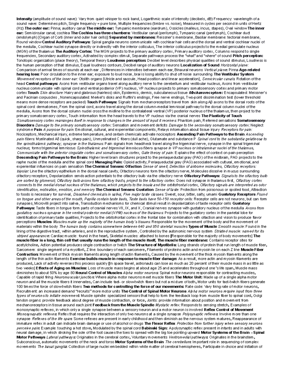 Cheat sheet EXAM 3 - ddd - Intensity (amplitude of sound wave): Vary ...