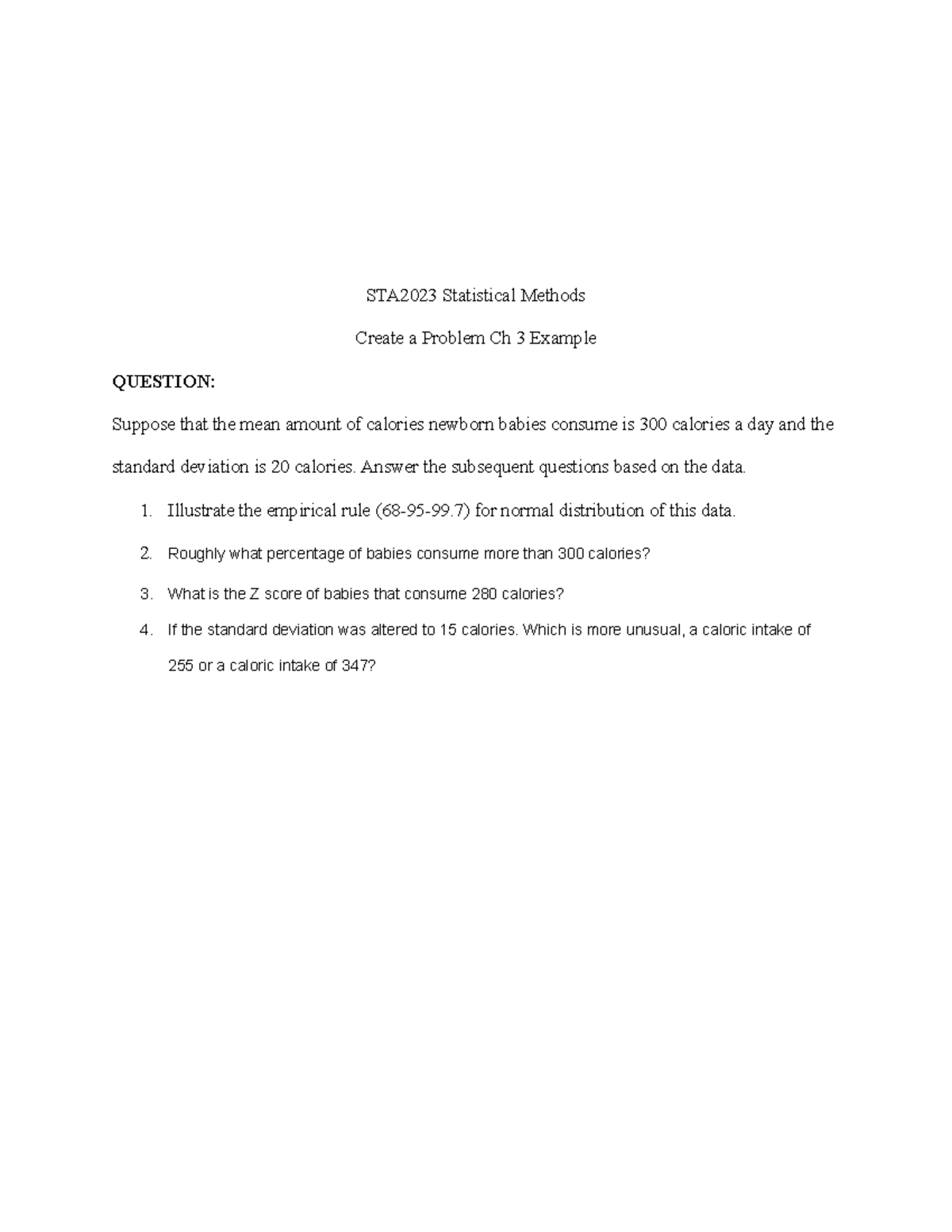 CH 3 stat practice problem - Nyauni Crowelle Professor Groccia ...