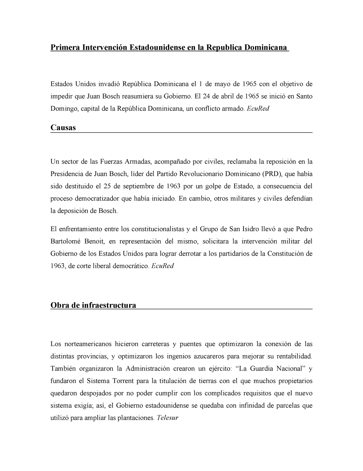 Primera Intervención Estadounidense En La Republica Dominicana ...