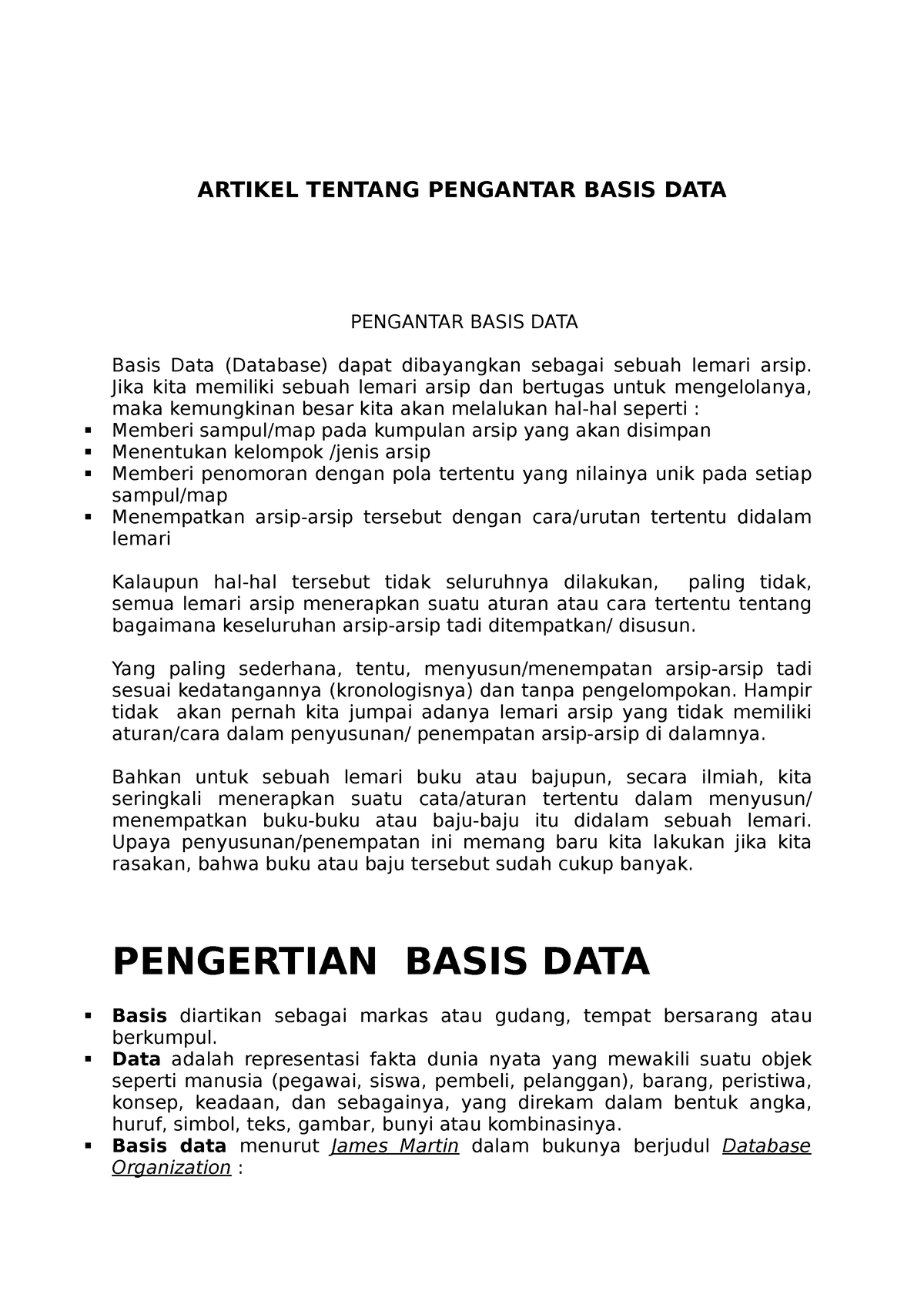 Pengantar Basisdata Semester 4 Undana - ARTIKEL TENTANG PENGANTAR BASIS ...