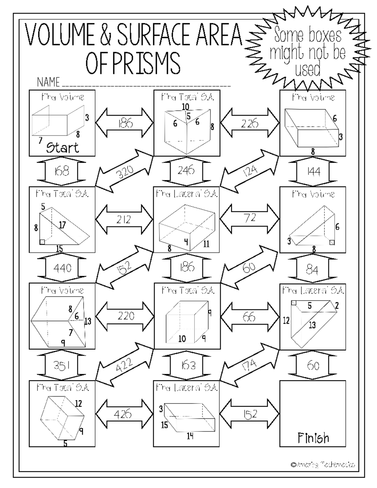 nash-johnson-sa-and-volume-of-prisms-maze-volume-surface-area-of-prisms-name-studocu