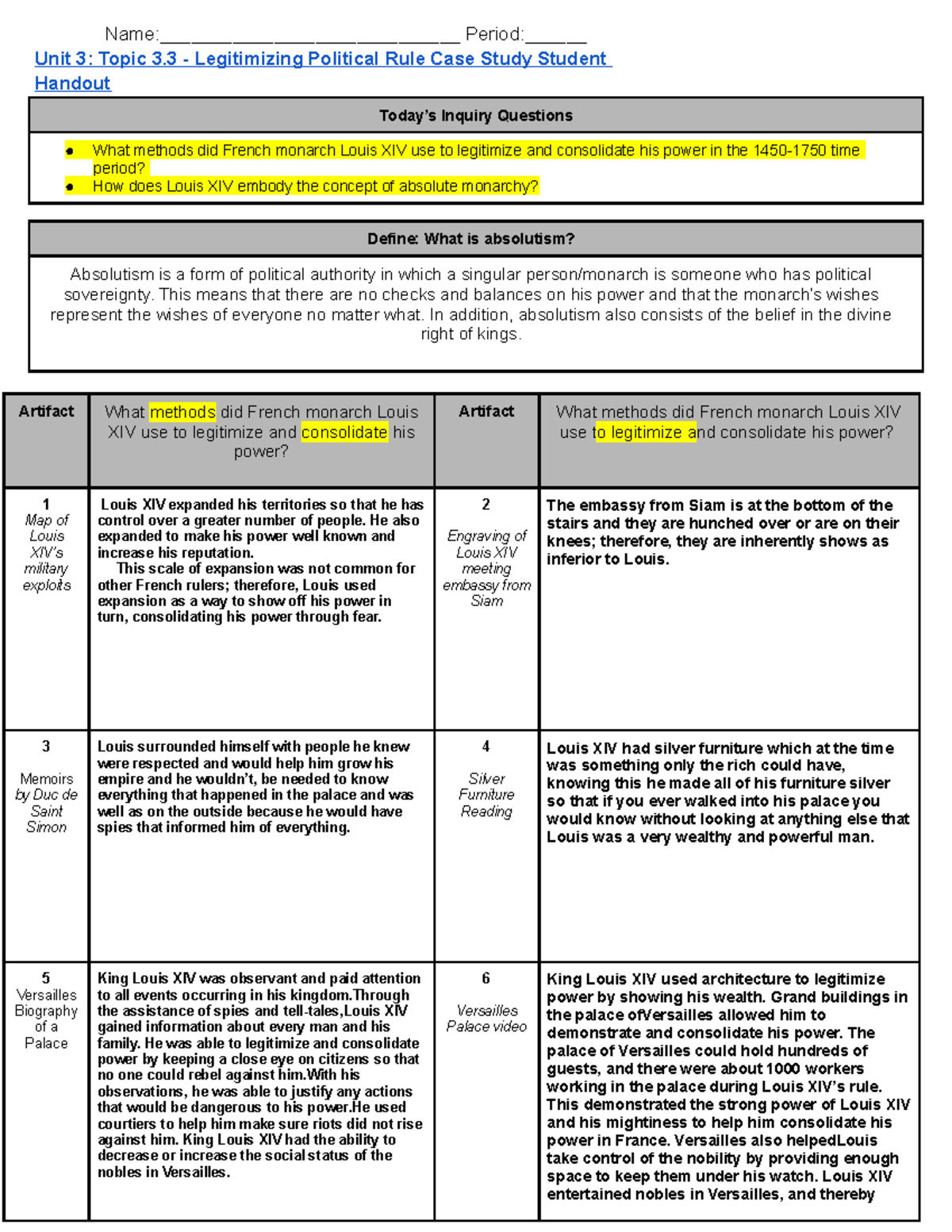 unit 3 legitimizing political rule case study